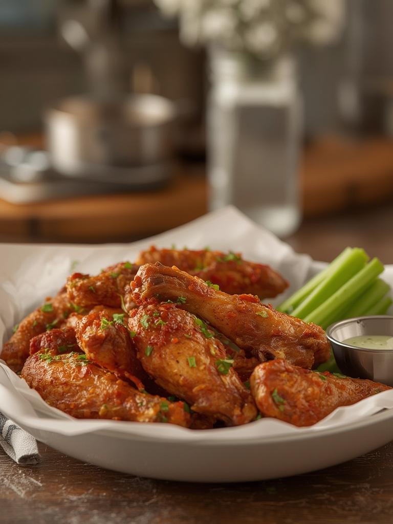 Air Fryer Chicken Wings served