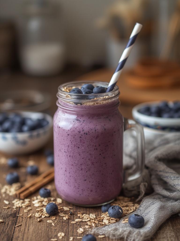 Blueberry Oat Smoothie served