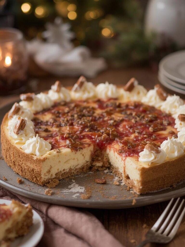 Easy Christmas Cheesecake Slab – no bake!