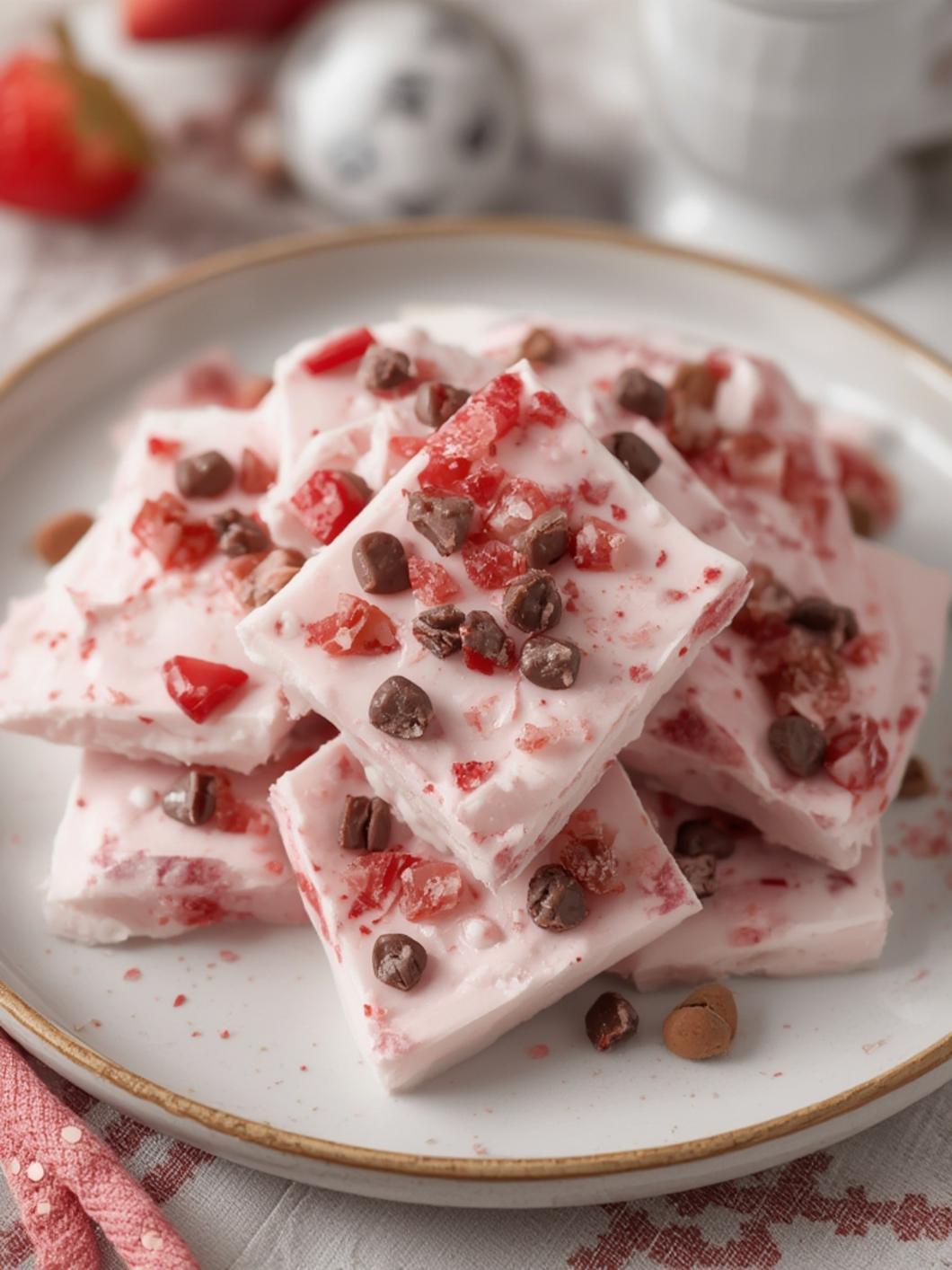 Frozen Yogurt Bark served
