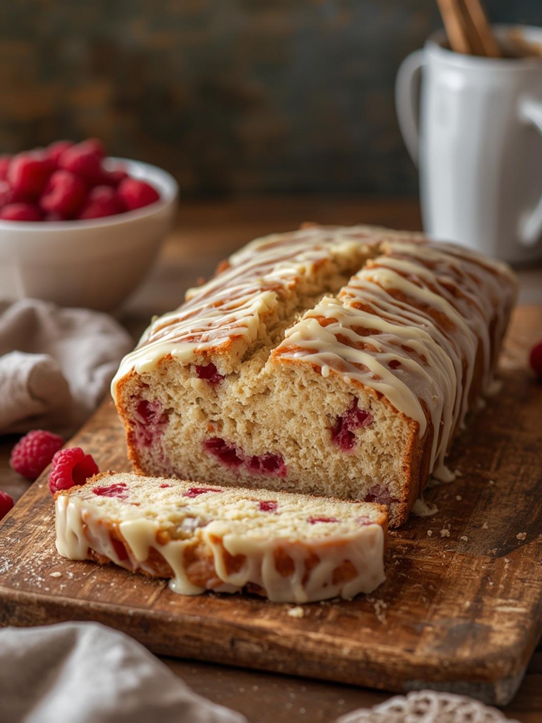 Glazed White Chocolate Raspberry Loaf
