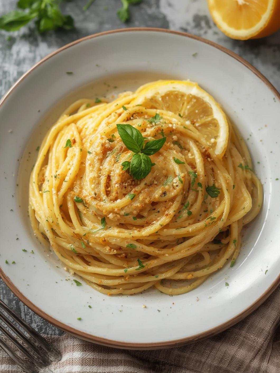 Lemon Pasta served