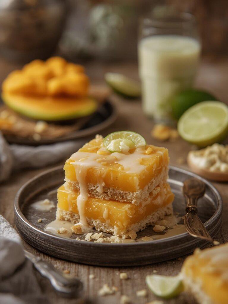 Mango bars with lime glaze