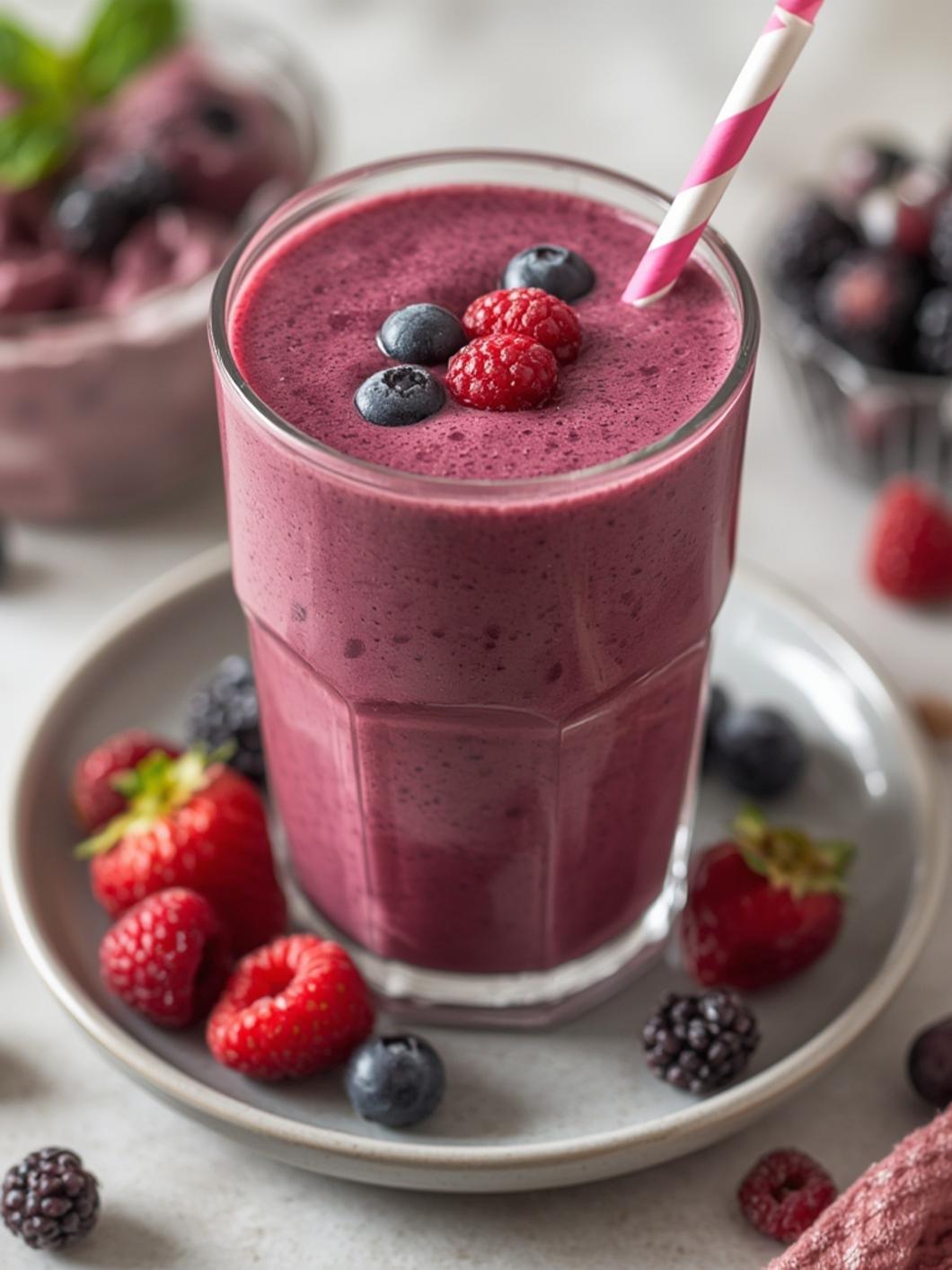 Mixed Berry Antioxidant Smoothie served