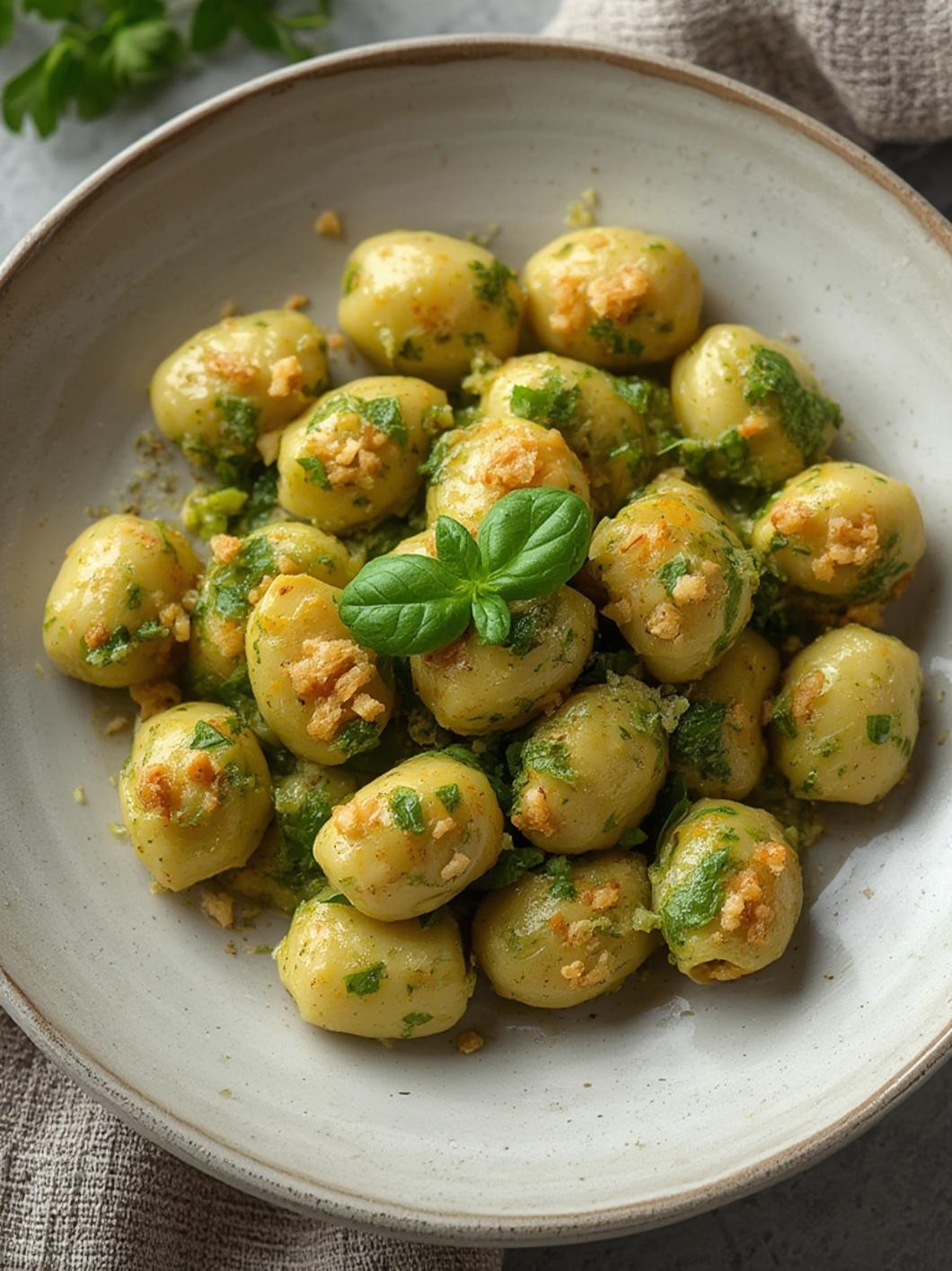 Pesto Gnocchi served