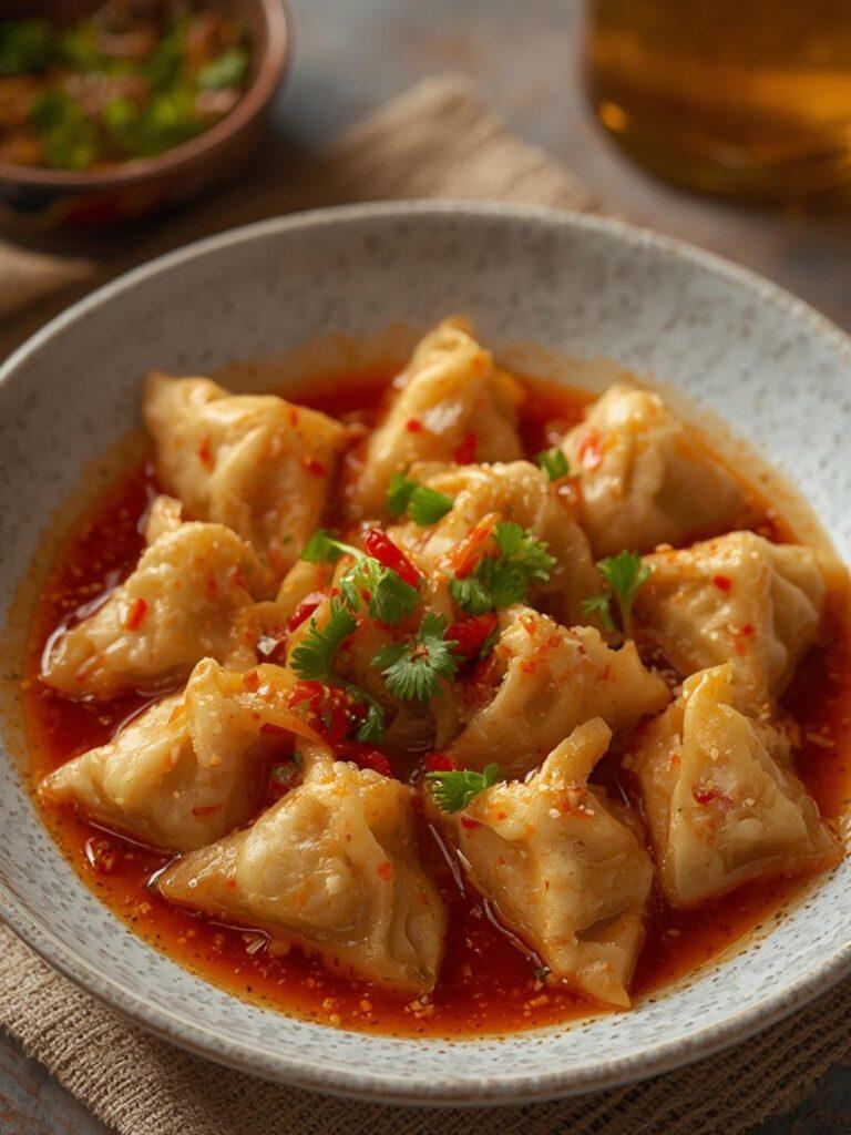 Spicy Wontons in Chilli Sauce