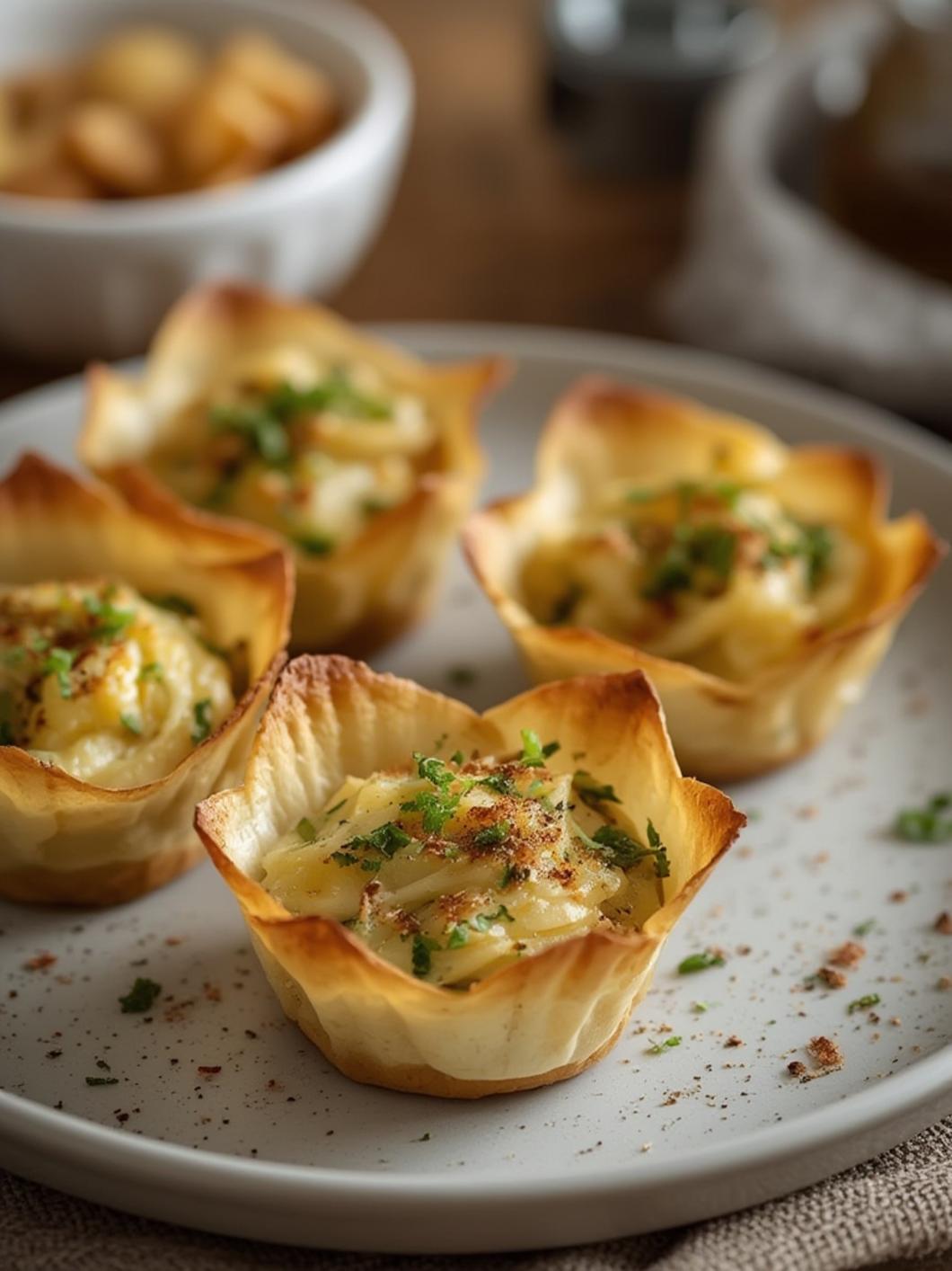 SPINACH AND ARTICHOKE WONTON CUPS