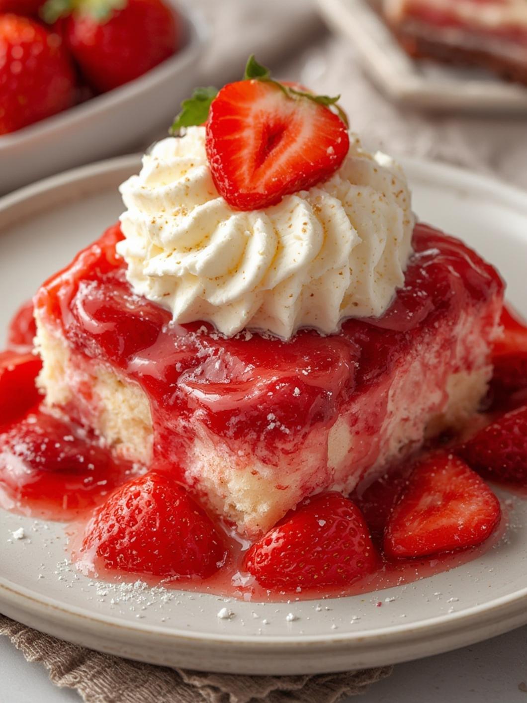 Strawberry Shortcake Dump Cake served