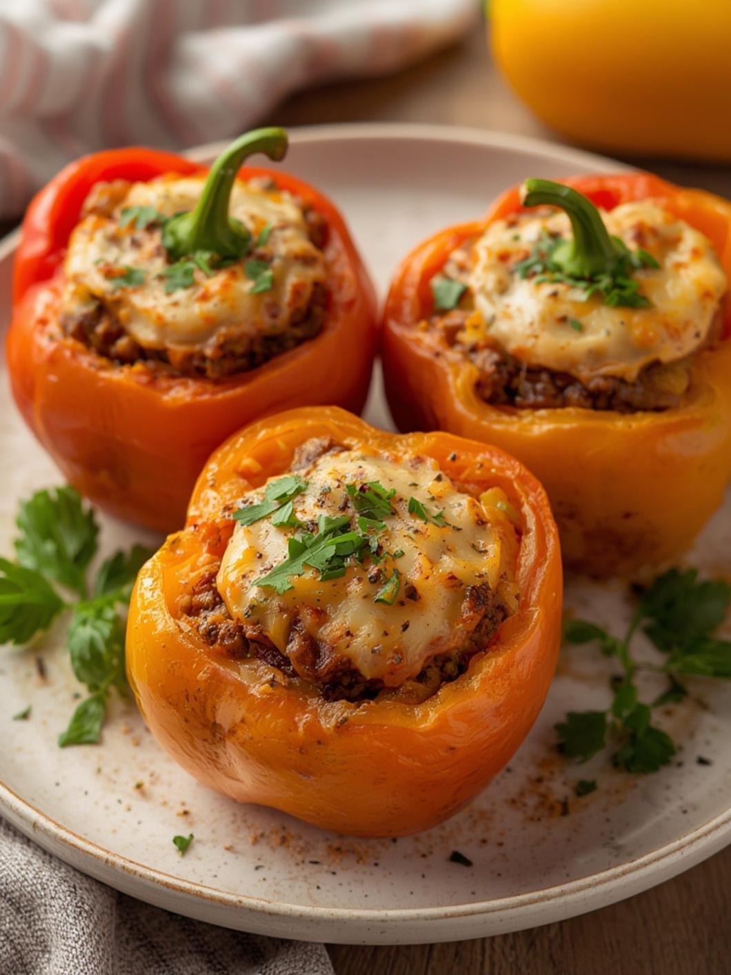 Stuffed Bell Peppers served