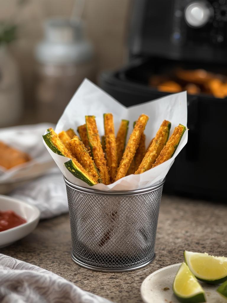 Air Fryer Zucchini Fries served