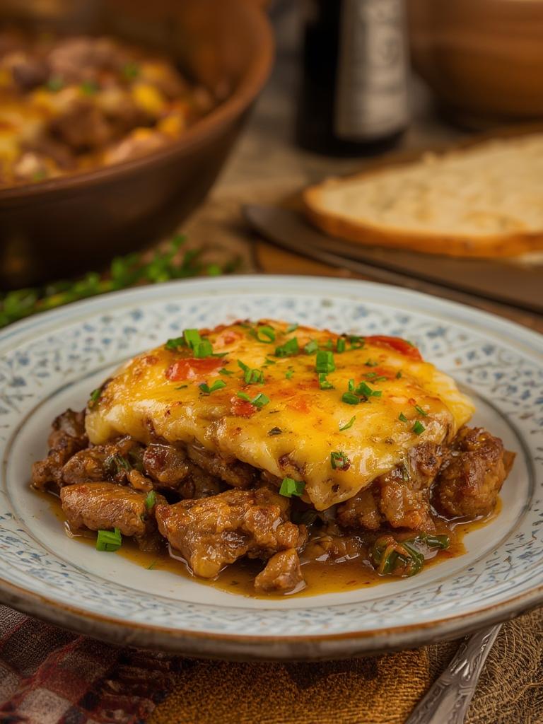 Amish Hamburger Steak Bake served
