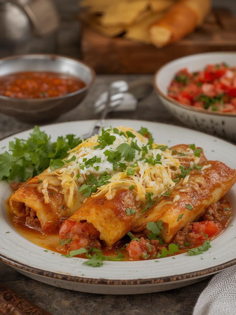 Beef and Cheese Chimichangas served