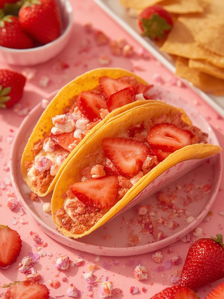 Strawberry Crunch Cheesecake Tacos