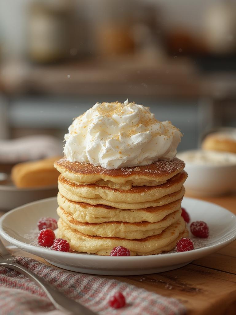 Fluffy Cloud Pancake Stack served