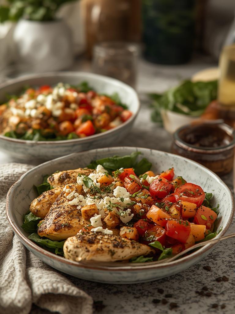 Greek Chicken Bowls served