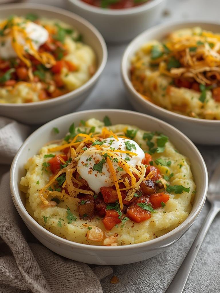 Loaded Mashed Potato Bowls served