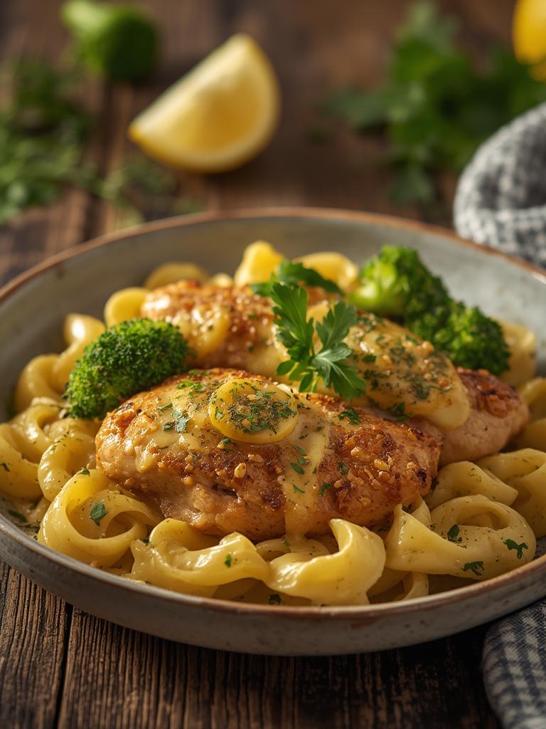 Cowboy Butter Lemon Bowtie Chicken with Broccoli