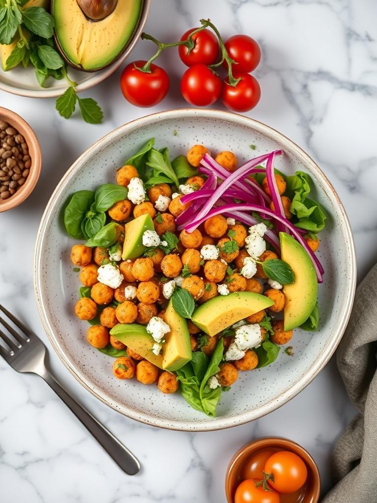Chickpea Feta Avocado Salad