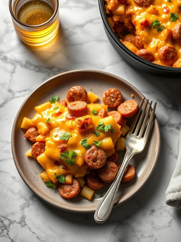 Easy Cheesy Potato & Sausage Casserole