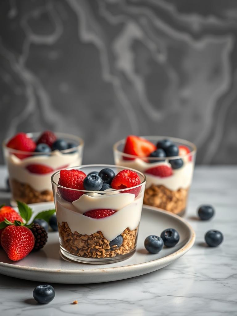 Frozen Yogurt Granola Cups with Berries