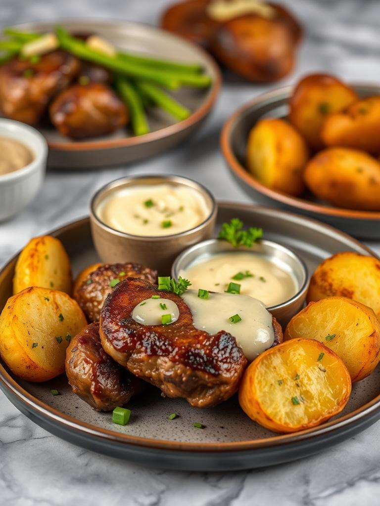 Garlic Butter Steak Bites and Potatoes